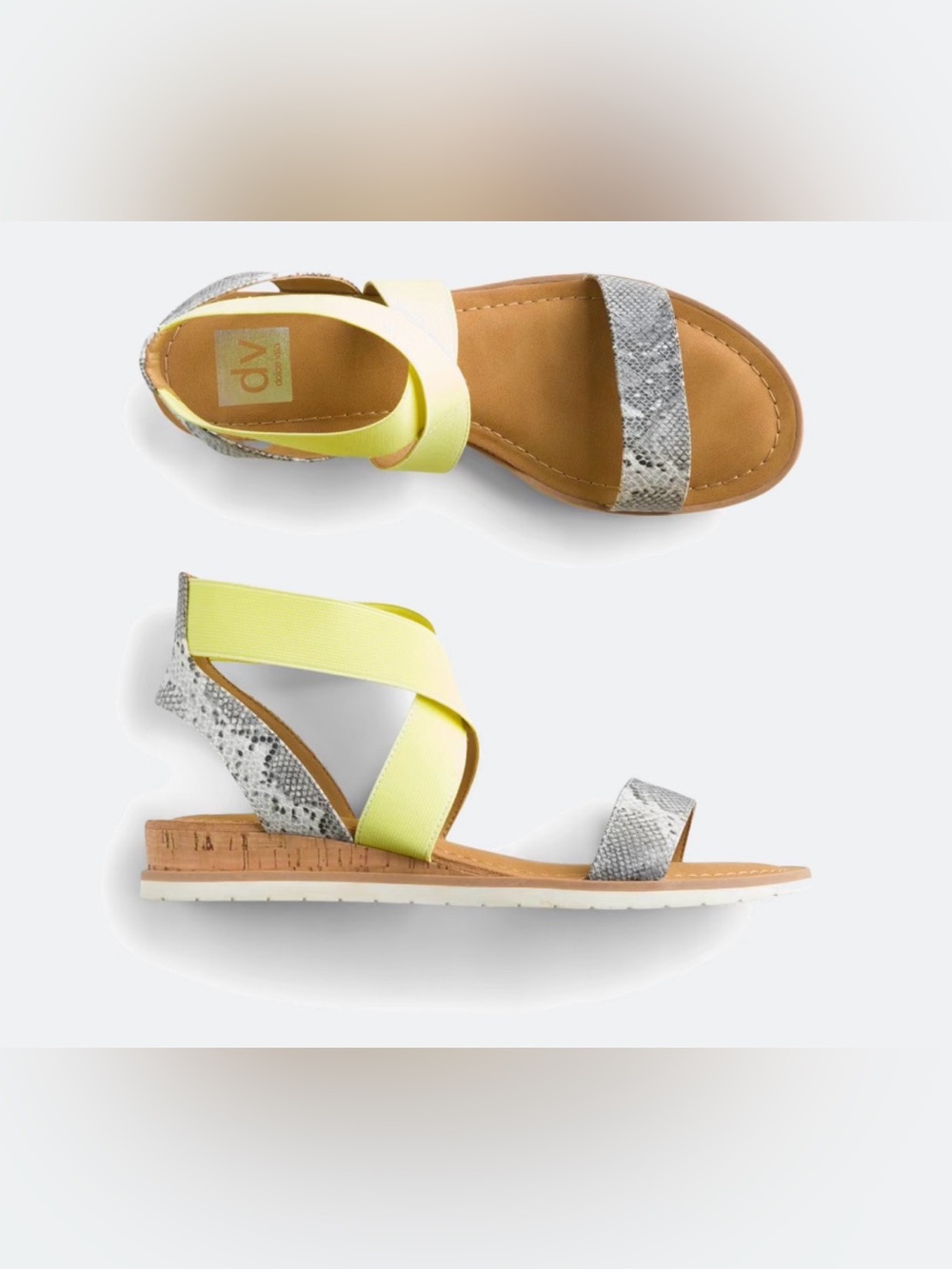 Dolce Vita Yellow and Snake Print Sandals